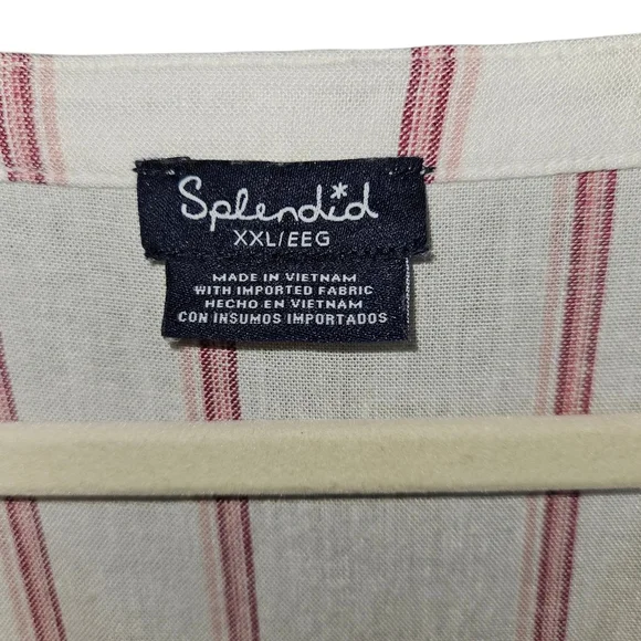 Splendid Amorosa Linen Blend Striped Top, Size XXL, Red White, EUC - Picture 6 of 9